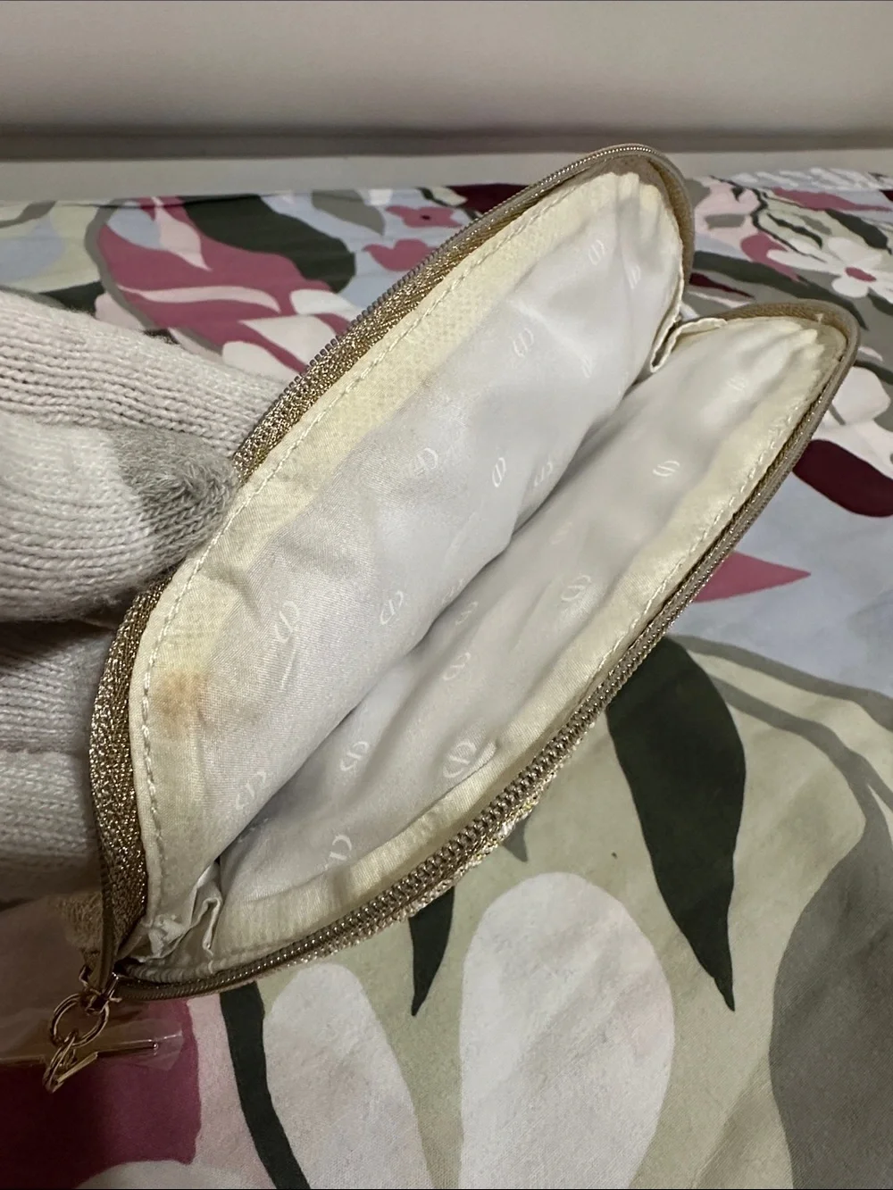 Dior Gold Metallic Embroidered Novelty Cosmetic Pouch